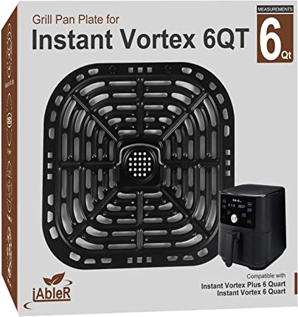 iAbler Instant Vortex Air Fryer Grill Pan Replacement Tray, Grill Plate Crisper Plate for Instant Vortex 6 Qt Accessories Mesh Cooking Rack
