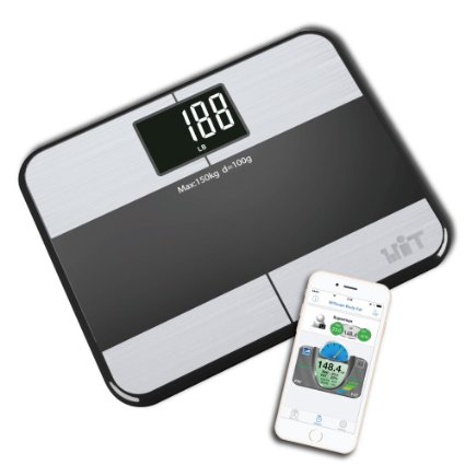 WiTscale S1 Stainless Steel Body Fat Bluetooth Smart Digital Bathroom Scale with Large Backlit Display and Step-On Technology for Galaxy S6 samsung Note5  iPhone6Ssupport Apple HealthKit and iPad Air2