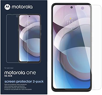 Motorola Essentials (2 Pack) Motorola One 5G Ace (One 5G UW Ace) Screen Protectors- 9H Tempered Glass, Antimicrobial, Anti Fingerprint, Anti Scratch [NOT for Motorola One 5G]