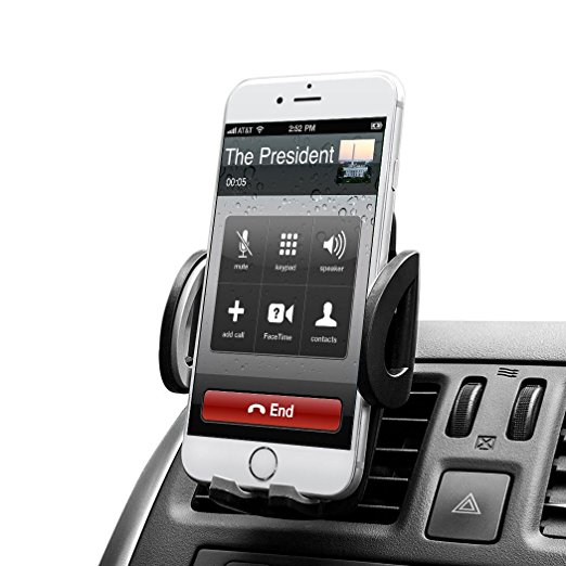 Budget&Good Universal Smartphones Car Air Vent Mount Holder Cradle Compatible with iphone SE, 6s/6 Plus/6/5s/5/4s/4, Samsung Galaxy S6/S5/S4, LG Nexus SNOY Nokia and More (Black)