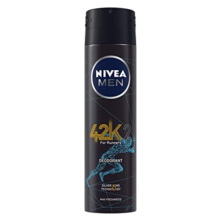 NIVEA Men 42k Deodorant, with Silver Ions Technology for Max Freshness - No Alcohol - Kills up to 99.9% odour-causing bacteria - Running & Workout Essentials, 150 ml