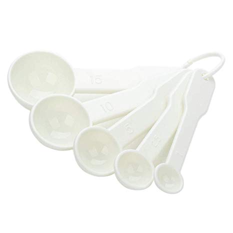 Dealglad 5 in 1 White Plastic 1g 2.5g 5g 10g 15g Measuring Spoons Set Kitchen Baking Tools