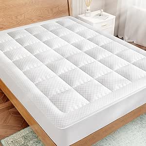 OLANLY Queen Quilted Fitted Mattress Pad - Cooling Soft Mattress Topper - Elastic Fitted Mattress Protector - Machine Washable Mattress Cover Stretches up to 21 Inches Deep (60x80 inch, White)