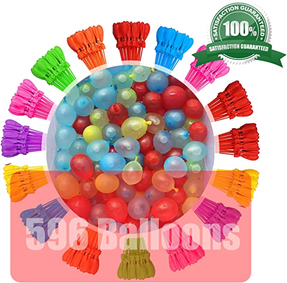 596 Water Balloons 16 Pack of Water Balloons Easy Quick Fill for Splash Fun Kids and Adults Party Pool with Instant pack in 60 Seconds