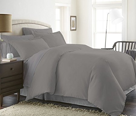 1000 Thread Count Duvet Cover With Zipper & Corner Ties 100% Egyptian Cotton Luxurious & Hypoallergenic ( California King/King, Silver ) by BED ALTER