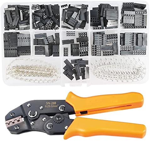 620Pcs Dupont Connector Kit, 2.54mm Pitch JST SM Pins & SN-28B Crimping Tools 1 2 3 4 5 6 Pin Housing Connector Male Female Crimp Pins Adaptor Assortment Kit