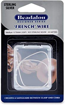 Beadalon French Wire 0.7mm .925 Sterling Silver, 12-Inch