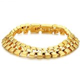 New Fashion Jewelry Fashion 18k Gold Plated Powerful Mens Bracelets Retro High Quality Gp Wristband Chain Link Bangle Classic Gift 728 Inch Length Lovely Gift for Men