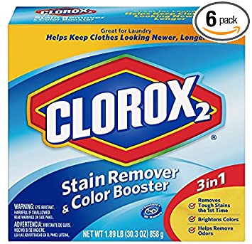 Clorox 2 Laundry Stain Remover and Color Booster Powder, 30.3 Ounce Box (Pack of 6)