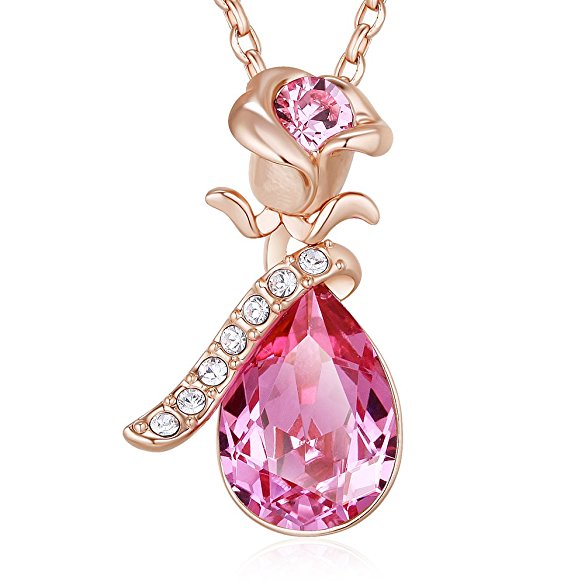 Necklace,CDE Women's Necklaces Rose Crystal Pendant For Women Swarovski Crystal Pendant Necklace Jewelry for Women,Jewellery Gifts For Women Jewelry