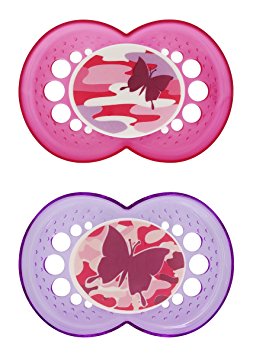 MAM Camo Orthodontic Pacifier, Girl, 16  Months, 2-Count