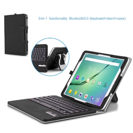 MoKo Samsung Galaxy Tab S2 9.7 Keyboard Case - Wireless Bluetooth Keyboard Cover Case for Samsung Galaxy Tab S2 9.7 (SM-T815) Android 5.0 2015 Version, BLACK