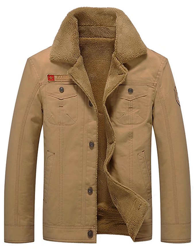 Vcansion Men's Outdoors Casual Fleece Windproof Jacket Coat