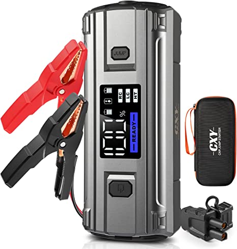 CXY T13 1500A Jump Starters, 65W In/Out Fast Charging 12V Car Battery Jump Starter Pack For Up To 7L Petrol or 4.5L Diesel Engines, Portable Power Bank Charger with LCD Screen for Laptop Charging
