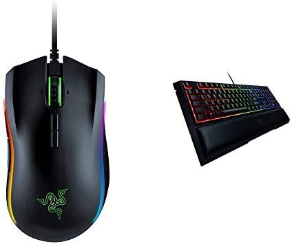 Razer Mamba Elite Wired Gaming Mouse & Ornata Chroma Gaming Keyboard: Hybrid Mechanical Key Switches - Customizable Chroma RGB Lighting - Individually Backlit Keys - Detachable Plush Wrist Rest