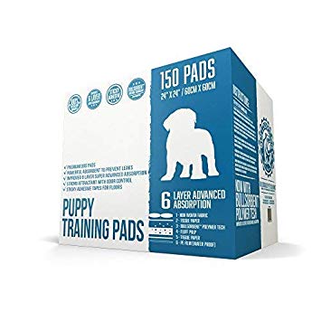 Bulldogology Premium Puppy Pee Pads with Adhesive Sticky Tape (24x24) Large Dog Training Wee Pads with 6 Layer Extra Quick Dry Bullsorbent Polymer Tech - Great for Puppy Housebreaking and Adult Pets