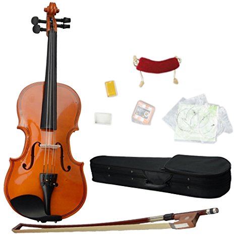 1/8 Acoustic Violin Solid Wood Violin with Hard Case, Shoulder Rest,Electronic Tuner, Bow, Rosin and Extra Strings (1/8)