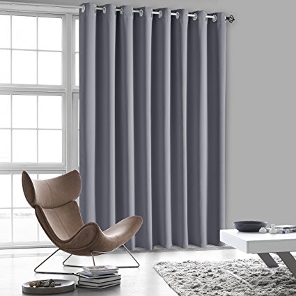 Luxury Homes 104-Inch-by-84-Inch Thermal Insulated Blackout Grommet Single Panel Curtain with Tieback, Grey
