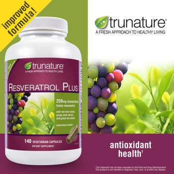 Trunature Resveratrol Plus Vegetarian Capsules, 250mg (Pack of 140)