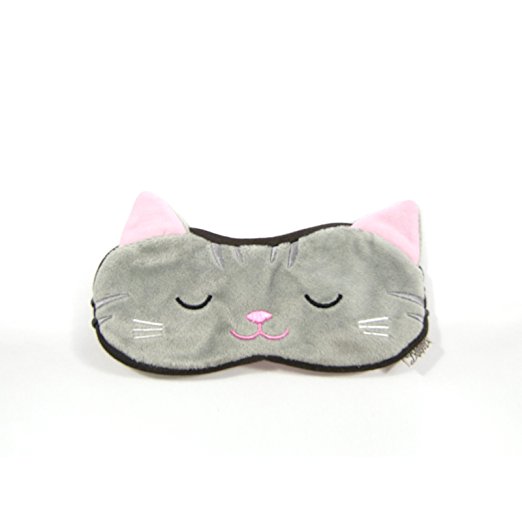 Eye Mask Shades Blindfold Sleeping Warm Cold Gel Pack Travel Comfortable Night's Bestever (Cat-Grey)