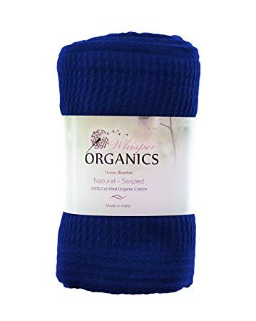 Whisper Organics 100% Organic Cotton Throw Blanket - GOTS Certified (60x80, Teal)