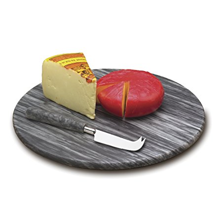 RSVP Grey Marble 2 Piece Cheese Board and Knife Set