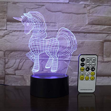Wonderland Pool Unicorn Led 3D lamp, Table Night Light, Desk Visual, Remote, Touch Control, Smart Bedroom Decor, Kids Birthday Gift, Friends, Unique Decorative, 7 Colors, Touch,  Intelligent Lamps