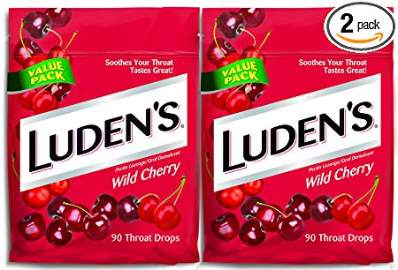 Luden's Wild Cherry Cough Throat Drops | Soothes Your Throat & Tastes Great | 90 Drops | 2 Bags