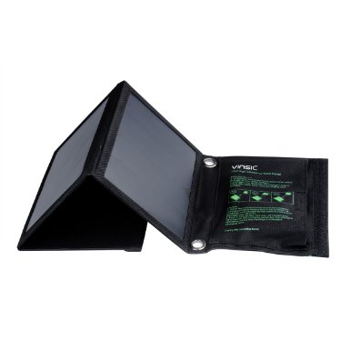 Solar Panel Vinsic 15W High Efficiency Solar Panel Foldable and Portable Dual-port Solar Charger Black