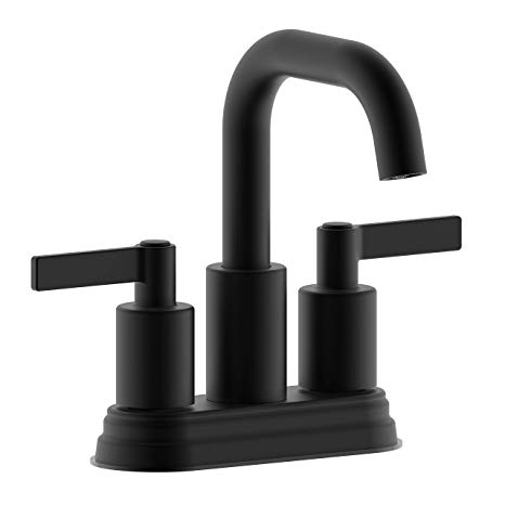 Derengge F-M4501-MT 4" Two Handle Bathroom Faucet with Push up Pop-up Drain, Meets cUPC NSF 61-9 AB1953 Lead Free, Matte Black Finished