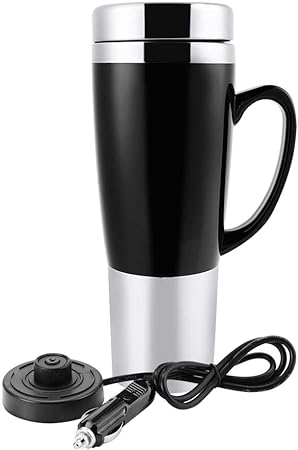 12V Car Kettle Boiler - 450ml Electric Water Insulated Car Mug - Travel Heating Cup Kettle - Car Heating Travel Cup - for Hot Coffee/Milk/Tea(Black)