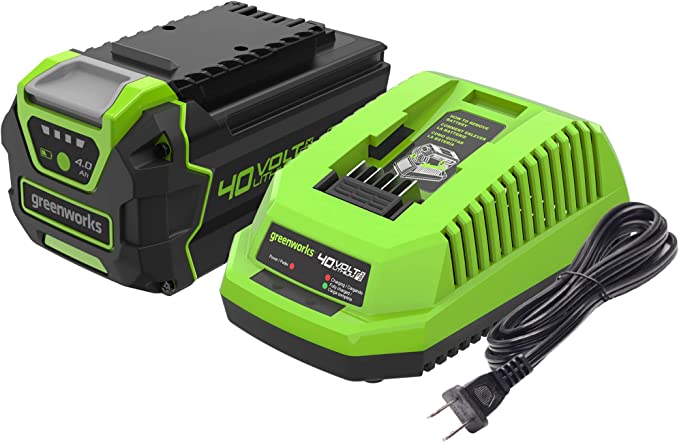 GreenWorks 40V 4.0Ah Lithium-Ion Battery (Genuine Battery) 40V Lithium-Ion Battery Charger (Genuine Charger)