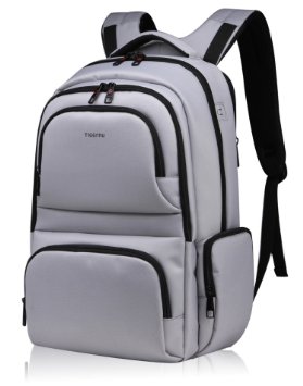 Kuprine Water Resistant Slim Business Laptop Backpack for Men 17 Inch Laptop Computer Backpack for Travel,Silver Grey