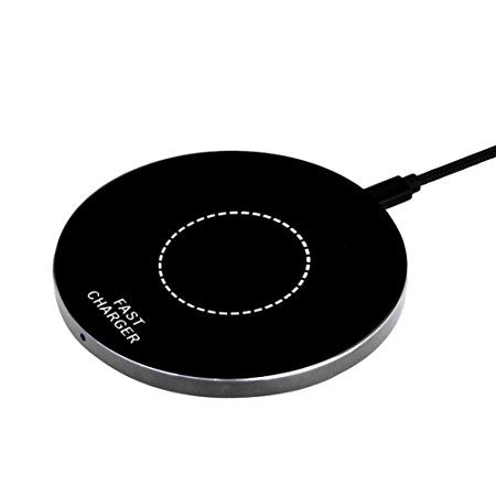 Nestling® Elegant Qi Wireless Charger Pad Compatible with Samsung Galaxy S6, S6 Edge, Nexus 4, 5, 6, 7, Moto 360 Watch, Nokia Lumia 830, 735, 920, 928, 930, 1520, Blackberry Z30, Catphone S50, Asus Padfone S PF500KL, Samsung Galaxy S3, S4, S5, Note 3, Note 4, Alpha with PWRcard & SlimPWRcard, iPhone 6, 6 Plus, 5, 5c, 5s with iQi Mobile, and Other Qi-enabled Tablets & Phones (Wireless Fast Charger-Black)