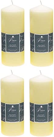 4 x Prices Ivory Altar Candle 200mm X 80mm 100 Hours Burn Time