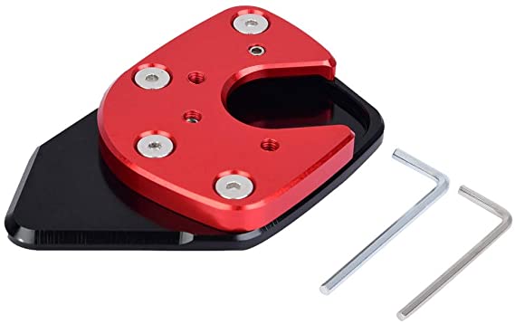 Qiilu Motorcycle Kickstand Side Stand Plate Extension Pad Enlarge for Honda NC750X/X-ADV 17-19 (Red)