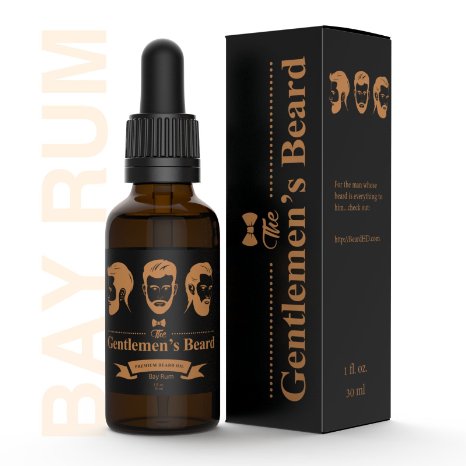Bay Rum Beard Oil by The Gentlemens Beard Premium Conditioner and Softener Natural Organic Fortified With Argan Jojoba Evening Primrose Vitamin E Sunflower Seed and Extra Virgin Organic Coconut Oil