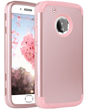 Moto G5 Plus Case, Motorola G5 Plus Case, BENTOBEN 3 in 1 Shockproof Heavy Duty Rugged Hybrid PC Soft Silicone Protective Cell Phone Case Cover for Motorola Moto G5 Plus (5th Generation), Rose Gold