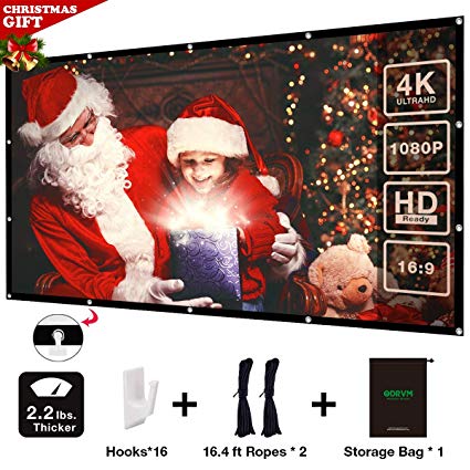 ODRVM 120 inch Projector Screen 16:9 HD Anti-Crease Portable Easy to Install Outdoor Movie Screen with Storage Bag for Outdoor and Home Theater Double Sides Projection