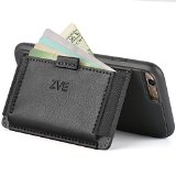 iPhone 6S Leather Case Wallet Case ZVE KICKSTAND Ultra Slim Protective Leather Wallet Cover Case with Stand Feature and Credit Card ID Holders pull-tab Carrying Case for Apple iPhone 66S 47 inch Black