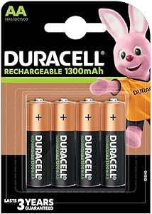 4X Duracell AA Ricaricabile 1300 mAh (1 Blister Da 4 Batterie) 4 Pile Stilo Ricaricabili (HR6/DC1500)