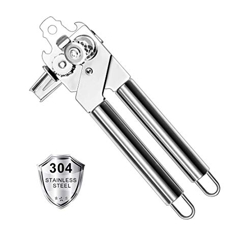 Can Opener, asika Can Opener Manual, Food-Safe Can Opener Smooth Edge, Ergonomic Can Opener (Silver)