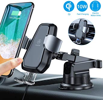 VANMASS Wireless Car Charger Mount, Automatic Clamping Qi 10W 7.5W Fast Charging Car Mount, Dashboard Air Vent Phone Holder Compatible with iPhone 11 Pro Max Xs X 8, Samsung S10 S9 Note10, Rotate Lock