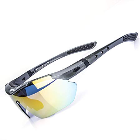 AOKNES Polarized Sports Sunglasses Cycling Fishing Hiking Golf UV400 Glasses for Men Women   3 Lens