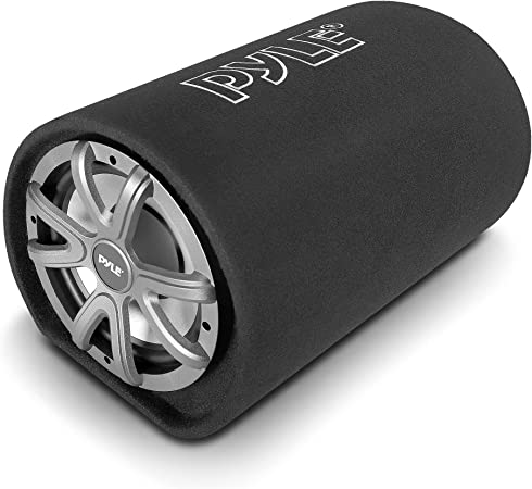 10-Inch Carpeted Subwoofer Tube Speaker - 500 Watt High Powered Car Audio Sub Bass Enclosure System with 2” Aluminum Voice Coil, 4 Ohm, Rear Vented Design - PLTB101