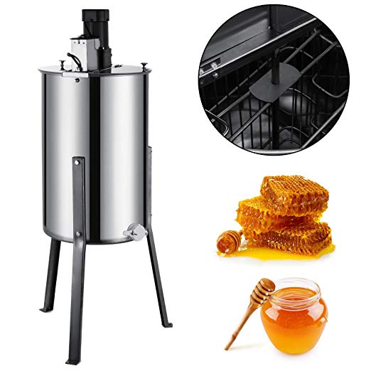 VEVOR Honey Extrator 120W Electric Honeycomb Spinner 2 Frame Stainless Steel Bee Crank Honey Extractor Honeycomb Spinner Drum