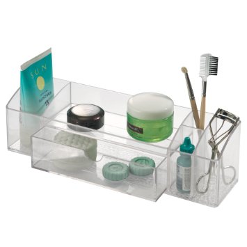 InterDesign Med Bathroom Medicine Cabinet Organizer for Makeup Contact Lenses Solution Cotton Balls - Clear