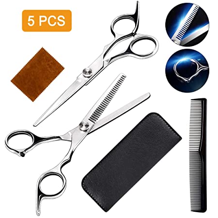 Professional Hairdressing Scissors Shears Stainless Steel Scissors with Haircut Comb Hairdressing Tool With Leather Case For Home,Salon,Barbers