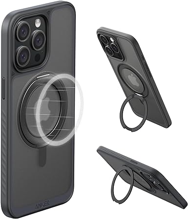 Anker Magnetic Phone Case for iPhone 15 Pro Max Case, Anti-Slip and Drop-Proof Protective Cover with 360° Ring Stand, iPhone Case Compatible with MagSafe, Exclusively Designed for iPhone 15 Pro Max