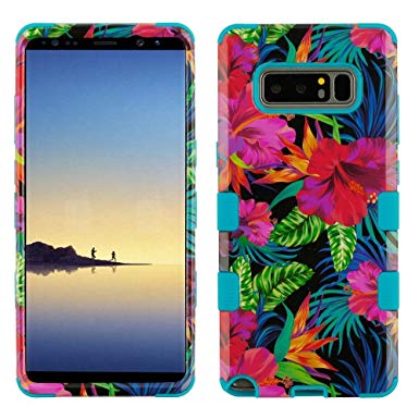 MyBat Samsung-Galaxy Note 8 TUFF Hybrid Phone Protector Cover [Military-Grade Certified] - Electric Hibiscus/Tropical Teal